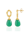 Moirai Twisted Loop Earrings Green Onyx