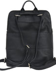 Black Leather Flap Pocket Backpack Brix and Bailey Ethical Handbag Brand