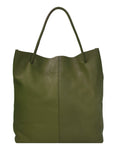 Olive Green Drawcord Leather Hobo Shoulder Bag Brix Bailey Ethical Sustainable Leather Bag Brand