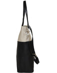 Ivory And Black Two Tone Leather Tote Brix and Bailey Ethical Brand