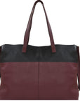 Burgundy Two Tone Horizontal Leather Tote Brix and Bailey Ethical Bag