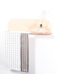 Beige Steel and Wood Towel Rack