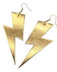Extra large gold lightning bolt earrings