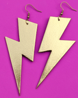 Extra large gold lightning bolt earrings