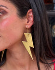 Extra large gold lightning bolt earrings