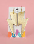 Extra large gold lightning bolt earrings