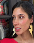 Extra large gold lightning bolt earrings