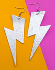 Extra large silver lightning bolt earrings