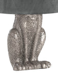Silver Hare Table Lamp with Grey Velvet Shade