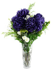 Pack of 6 x Artificial Flowers Extra Large Reflex Chrysanthemum - Purple 75cm-1