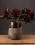 Burgundy faux peony stem with realistic petals and bud, perfect for floral arrangements or wedding decor. by sostter at brixbailey.com