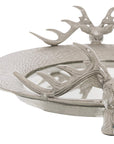 Silver stag head mirrored tray with ornate handles for coffee table or vanity decor by sostter at brixbailey.com