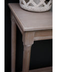 Grey Rattan Console Table with Wooden Top