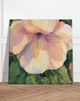 "Hibiscus" 8x8 inch Floral Art Print on Canvas I Original Oil Painting by Barbara Cleary