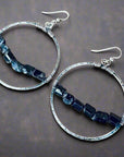 Silver Hoop Black Tourmaline - Bohemian | Handmade by Blackbird & Sage