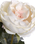 Lifelike white artificial Austin rose with blush center, realistic plastic petals and stem, 25-inch floral decor by sostter at brixbailey.com