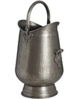 Antique pewter coal bucket with gunmetal finish, intricate leaf motifs, perfect as firewood holder or decorative planter by sostter at brixbailey.com