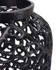 Elegant Black Cast Iron Lattice Vase | Modern Decor