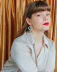 Porcelain and Pearl Hoop Earrings in White