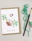 Party Sloth hand painted greetings card