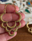 Antique Gold Crescent Layered Hoops - Boho Earrings