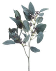 Artificial seeded eucalyptus stem with silvery-green leaves and feathery pods, 85cm tall for home decor arrangements by Sostter at brixbailey.com