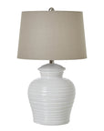 White Ceramic Table Lamp with Linen Shade