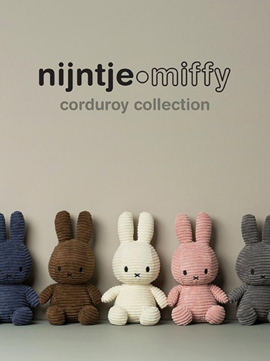 Premium Miffy Sitting Corduroy Plush Toy, Soft Velvety Bunny in Classic Dutch Design, Handcrafted Polyester, 23cm, Officially Licensed by Faemli at brixbailey.com