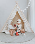 Luxury maxi circle travel mat, premium vegan leather with suede backing, stylish portable beach picnic mat by Faemli at brixbailey.com