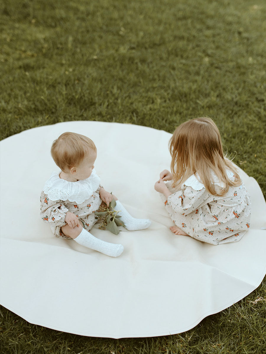 Luxury maxi circle travel mat, premium vegan leather with suede backing, stylish portable beach picnic mat by Faemli at brixbailey.com