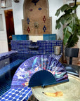 Wonderous Silk Fan with luxurious Gold tassel, part of the Mysa Collection