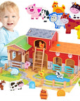 Green Wooden Farm Play Set 18 Piece