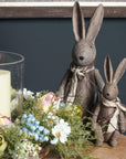 Handcrafted brown resin winter bunny figurine in sitting pose, artisan details, 33cm home decor accent by Sostter at brixbailey.com