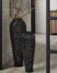 Elegant Black Cast Iron Lattice Vase | Modern Decor