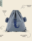 Kids Waterproof Drawstring Bag with Elephant Design
