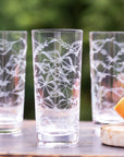A Set Of Four Crystal Highballs with Fern Design