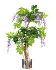 Artificial Wisteria Tree Plant Silver Planter-0