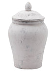Bloomville Stone Ginger Jar in natural ceramic finish, textured stone-look decor piece for modern or traditional interiors by Sostter at brixbailey.com