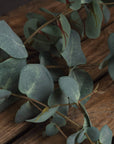 Lifelike variegated faux eucalyptus stem in sage green, handcrafted plastic botanical decor for home or office by sostter at brixbailey.com