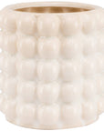 Handcrafted ceramic bubble-texture planter in warm cream, 20cm, perfect for tabletop plants or floral arrangements. by sostter at brixbailey.com