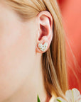 White Porcelain Heart Stud Earrings