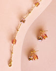 Luxury leopard print bracelet, pink Murano glass cubes on gold vermeil, stylish Felice design by Lezzeri at brixbailey.com