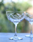 Crystal Champagne Saucers with Fern Design