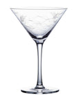 A Pair of Crystal Martini Glasses with Fern Design
