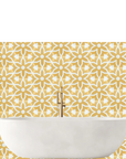 Luxury Fleur porcelain floor and wall tiles, yellow and white hex pattern, premium anti-slip, indoor-outdoor use by Maria Starling Design at brixbailey.com
