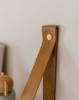Floating Wooden Shelf with Leather Straps 70 cm
