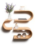 Floating Wooden Wall Shelf with S Shape Design