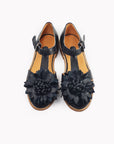 Handmade Black Flower Leather Fisherman Sandals
