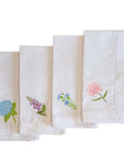 Embroidered Linen Napkins - Garden Flowers