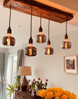Flush Mount Wooden Beam Chandelier
